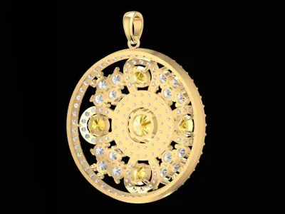 Luxury Round Gemstone Pendant Jewelry 3D Model 906 3D print model