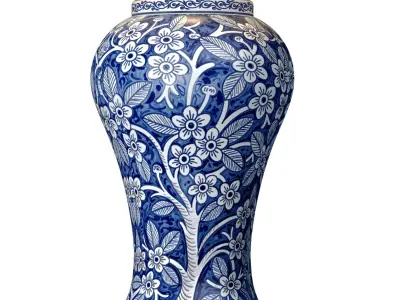 Table lamp SAFAVIEH Ginger Jar Sakura flowers Traditional  3D model