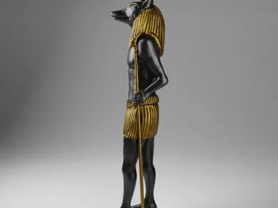 Anubis Soldier Statue for VFX and Games Low-poly 3D model