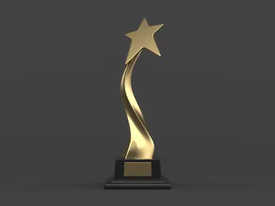 Gold Trophy Cups 3D model 21