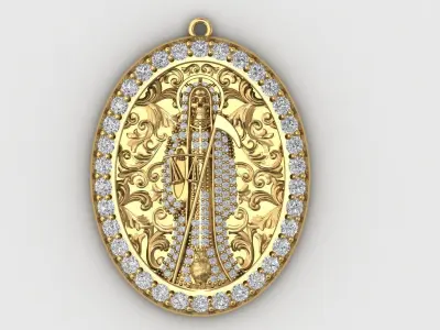  santa muerte holy death small size pendant 3D STL 3DM skull 3D print model