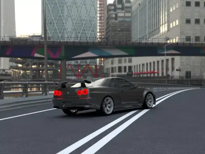 Nissan GTR R34 with  Rai S-4 HSR Wheels  3D model