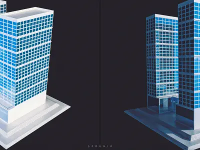 Low Polygon Skycrapper Free low-poly 3D model