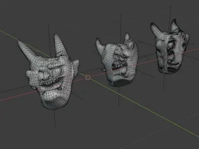 Japanese Building Rooftop Decoration Set 02 Low-poly 3D model