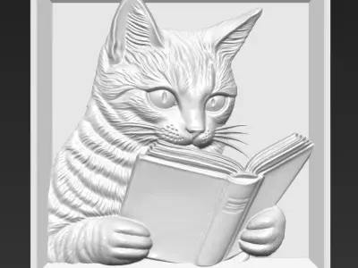 Cat Reading A40 3D print model