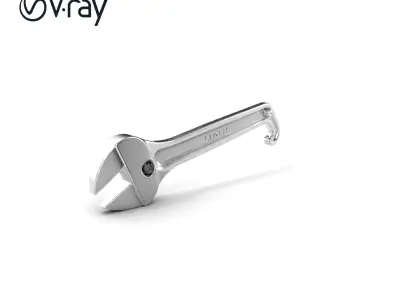 Crescent Wrench Adjustable Head Chrome Finish model pack Low-poly 3D model