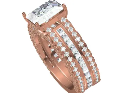 Unique Luxury Princess Ring Ret for Women 3D print model