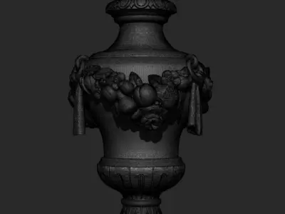 Urn with flowers and fruit  decorations 3D model