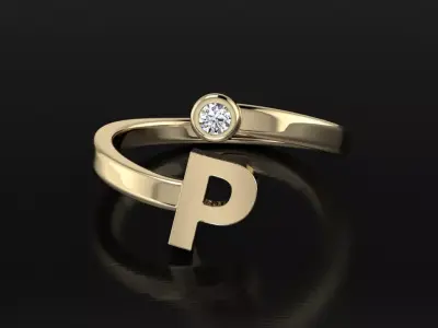 Jewelry Alphabet Ring P 3D print model