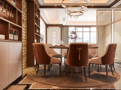 Modern Chinese family restaurant 3D model