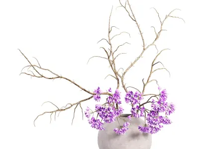 Decorative ceramic vase with white orchid flowers 3D model