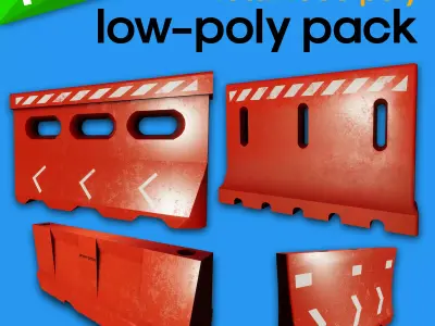 Plastic construction or road barriers  Low-poly Free low-poly 3D model