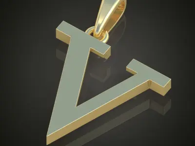 V Letter Pendant model 3D 0226 printable model Free 3D print model