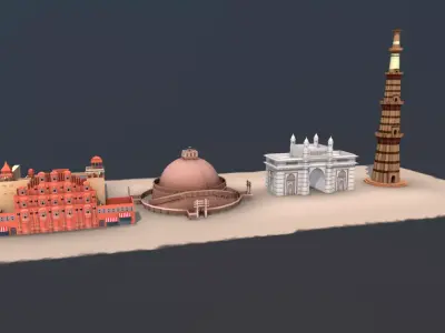 Monuments of India Low-poly 3D model
