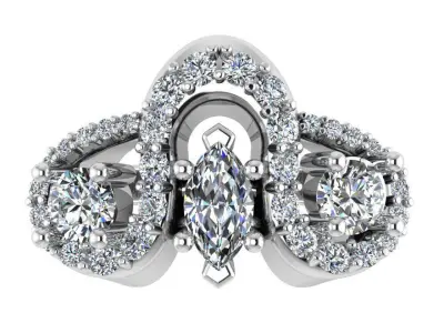 Round Halo Unique Ring 2504 3D print model