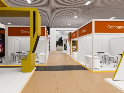 exhibition hall with booths 60mx60m 3D model