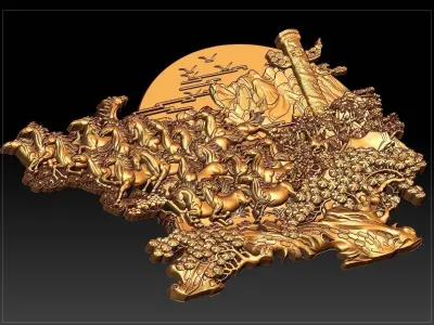 Horses running in the Sky 3D print model