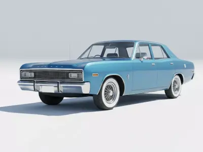 1970s Classic American-Style Sedan Low-poly 3D model