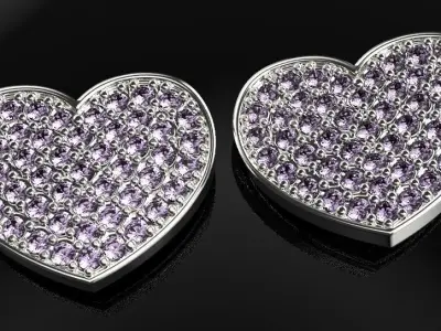 Studs Earrings of heart  3D print model