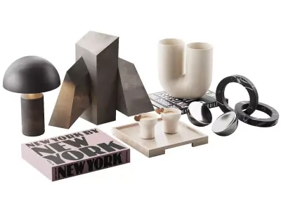 Living decor set for the coffee table NEW YORK 00 3D model