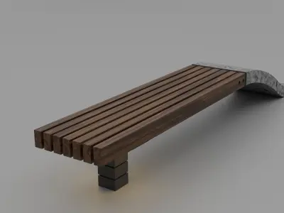 Bench for skateboard park Free low-poly 3D model