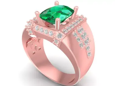 Luxury Oval Emerald Diamond Cocktail Ring for Women  2957 3D print model