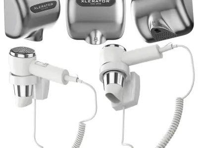 Public toilet accessories set 151 3D model