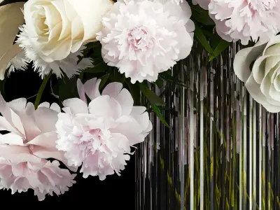 Solemn bouquet of white flowers vase rose hydrangea 298 3D model