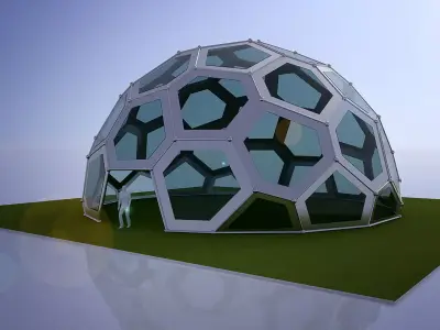 Large dome with frame and glass panels 3D model