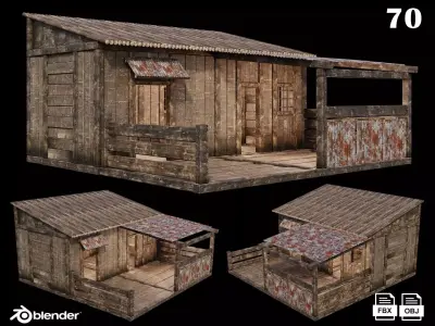 Medieval Houses 70- 4K Textures Game Ready Low-poly 3D model