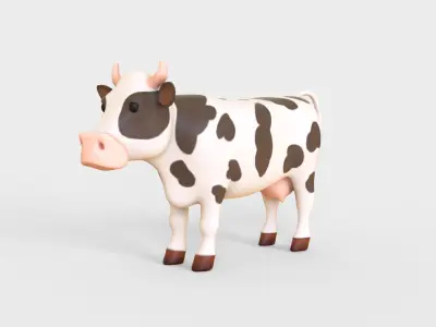 Cartoon Cow Animal 3D Model for Cartoon Characters Low-poly 3D model