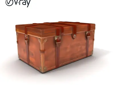 Vintage Wooden Trunk Model Pack for Decor Apps Low-poly 3D model