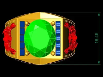 Luxury Dragon Side Gemstone Men Ring 3D Model  331 3D print model