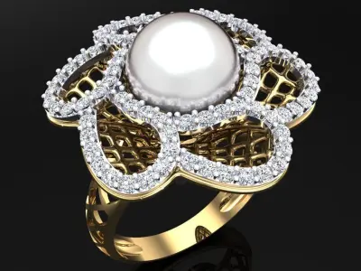  Mesh flower ring - Italian rings - Womens Rings - N6682 3D print model