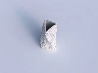 Vase twist curved tipping triangle with wavy grid piramides 3D print model