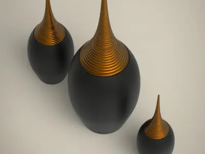 Vase Set gold 3D model