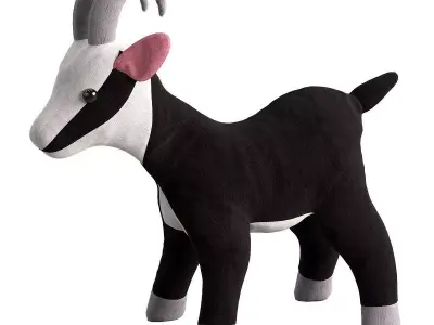 Goat toy black-white Low-poly 3D model