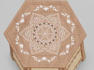 Hexagonal ornate Moroccan table 02 3D model