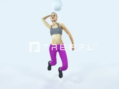 Beauty 17I Jumping Smashing Sports Volleyball Woman Low-poly 3D model