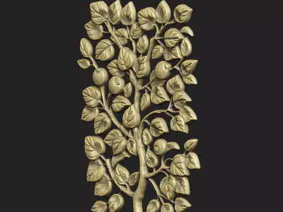 classic relief cnc art leave tree  gothic old vintage floral 3D print model