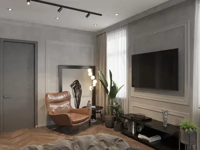 Luxury bedroom interior 3d scene 3D model