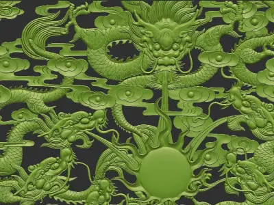 dragons metal plate with pattern 3D print model