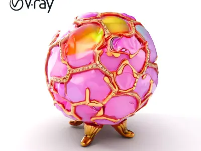 Gemstone Encrusted Orb with Stand Model Pack Low-poly 3D model