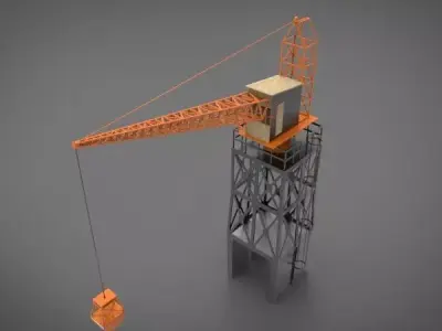 Industrial and port crane Low-poly 3D model