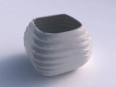 Bowl semi-quadratic with sections and twisted lines 3D print model
