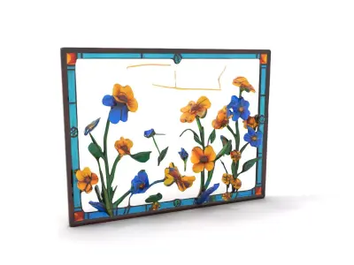 Floral Stained Glass Art model pack Low-poly 3D model