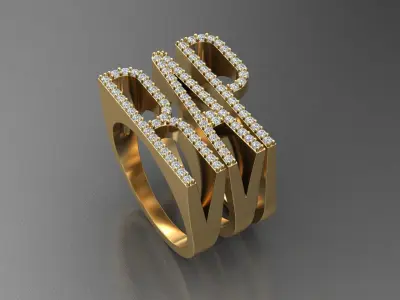 alphabet jewelry ring diamond letter Collection 3D Model Pack