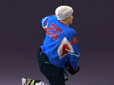 Hockey player in blue jersey 0894 3D model