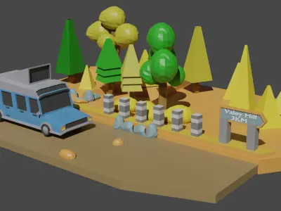 Sandy Envinronment Low-poly 3D model
