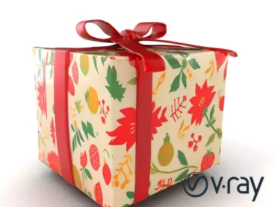 Festive Gift Box with Ribbon model pack Low-poly 3D model